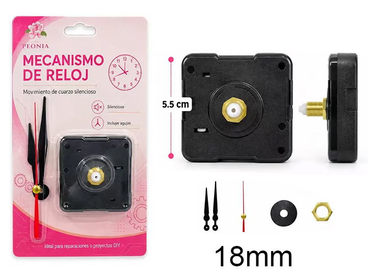 Mecanismo para reloj 18mm en blister